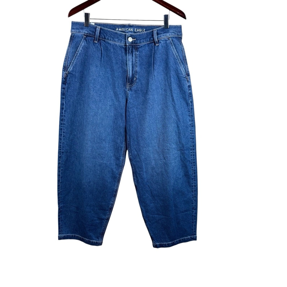 American Eagle Jeans Women 8 8S‎ Denim High Rise Baggy Tapered Strigid